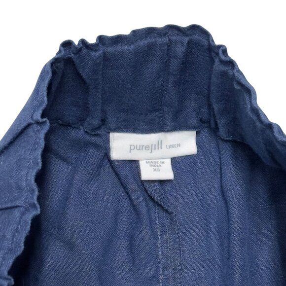 Pure Jill Womens Xs Navy Blue Linen Pull-On Pants With Drawstring Hem - Picture 5 of 10